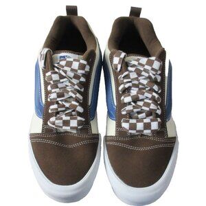 Vans Men's Knu Skool Mega Check Potting Soil Brown Blue Shoes size 11.5 NIB